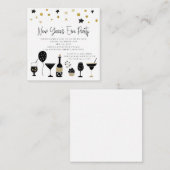 WEITER | Cocktails Gold Black Silvester Einladung (Vorne/Hinten)