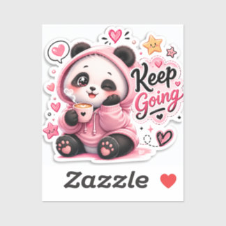 Weiter geht's – Cozy Panda Motivationsaufkleber  Aufkleber