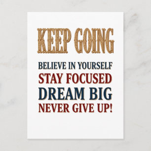 Weiter machen Vintage-Motivations-Typografie  Postkarte