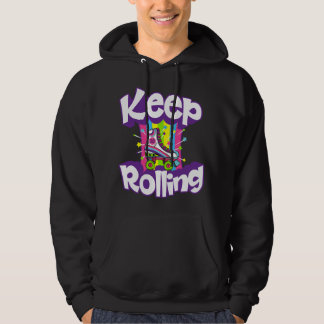 Weiter Rollen Lustiges Retro 80er Rollschuh Gesche Hoodie