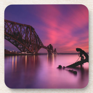 Weiter Schienen-Brücke an Sonnenuntergang Untersetzer