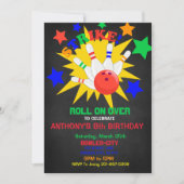 Weiter... STRIKE Bowling Birthday Party Einladung (Vorderseite)