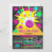 Weiter... STRIKE Bowling Birthday Party Einladung (Vorderseite)