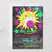 Weiter... STRIKE Bowling Birthday Party Einladung (Vorderseite)