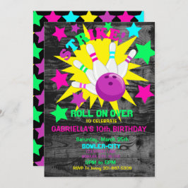 Weiter... STRIKE Bowling Birthday Party Einladung