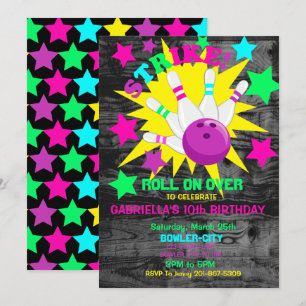 Weiter... STRIKE Bowling Birthday Party Einladung
