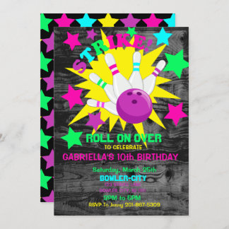 Weiter... STRIKE Bowling Birthday Party Einladung