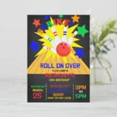 Weiter... STRIKE Bowling Birthday Party Einladung (Stehend Vorderseite)