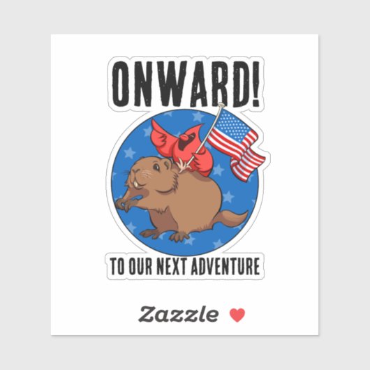 Weiter zu unserem nächsten Abenteuer Funny Red Kar Aufkleber (Blatt)