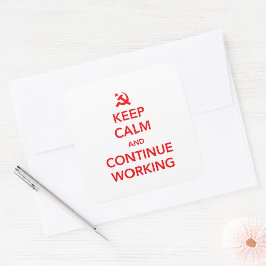 Weiterarbeiten Quadratischer Aufkleber (Umschlag)