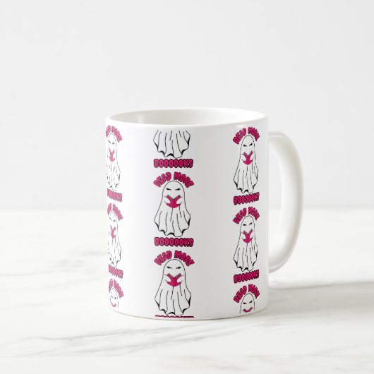 Weitere Bücher Halloween Ghost Pink Kaffeetasse (VorderseiteRechts)