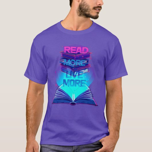 Weitere Informationen Live More - Neon Book Stack  T-Shirt (Vorderseite)