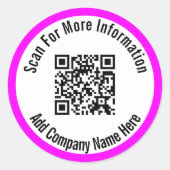 Weitere Informationen suchen Magenta White QR Code Runder Aufkleber (Vorderseite)