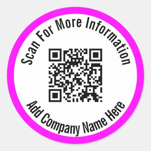 Weitere Informationen suchen Magenta White QR Code Runder Aufkleber (Vorderseite)
