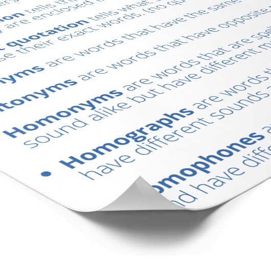 Weitere Wortarten Poster (Ecke)