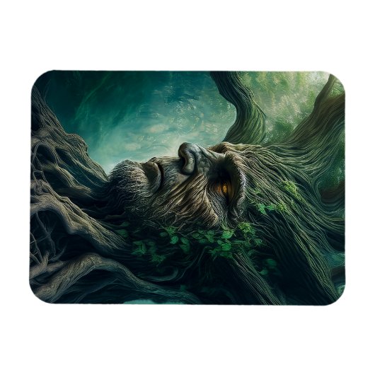 Weites Gesicht im antiken Baumwald Magnet (Horizontal)