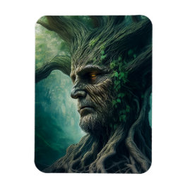 Weites Gesicht im antiken Baumwald Magnet