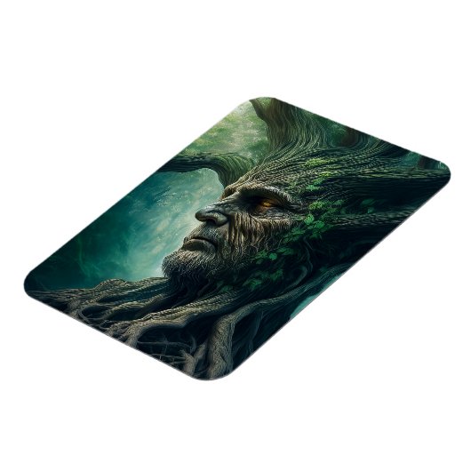 Weites Gesicht im antiken Baumwald Magnet (Linke Seite)