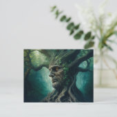 Weites Gesicht im antiken Baumwald Postkarte (Stehend Vorderseite)