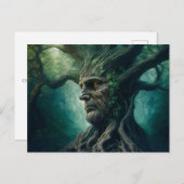 Weites Gesicht im antiken Baumwald Postkarte (Vorne/Hinten)