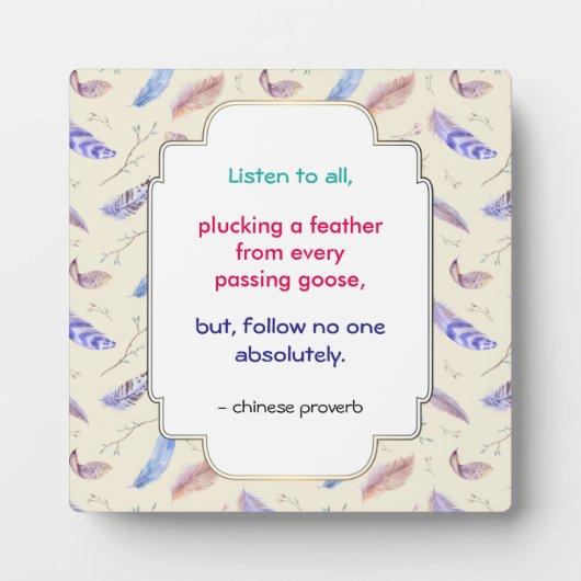 Weites inspirierendes Motivierend Chinesisches Spr Fotoplatte (Vorderseite)