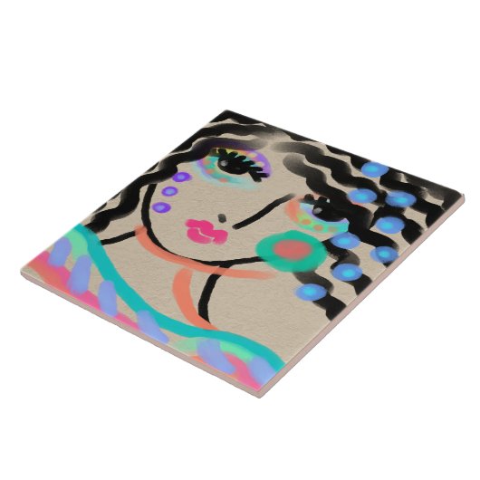 Weites Mit Augen Abstraktes Digitalportrait einer  Fliese (Seite)