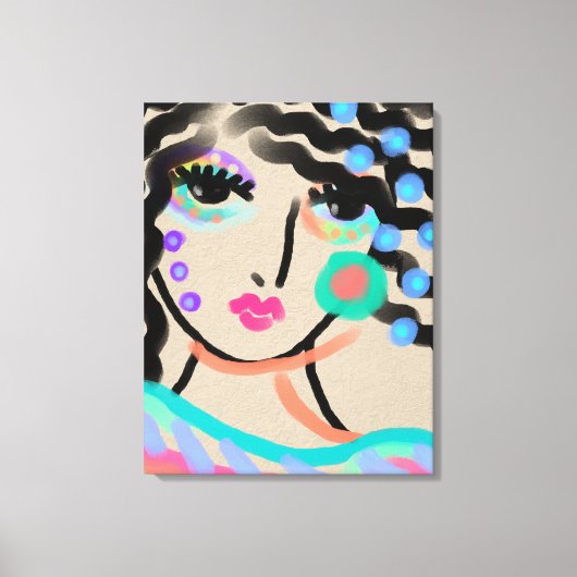 Weites Mit Augen Abstraktes Digitalportrait einer  Leinwanddruck (Vorderseite)