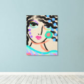 Weites Mit Augen Abstraktes Digitalportrait einer  Leinwanddruck (Insitu (Holzboden))