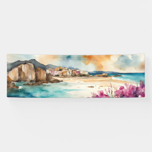 Weites Seascape Mediterranes Dorf am Meer Banner