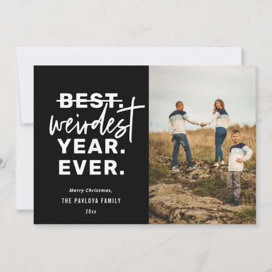 Weitestes Jahr je Spaß Schwarz Feiertagskarte (Vorderseite)