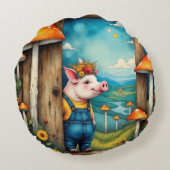 Weithalsschwein Rundes Kissen (Rückseite)