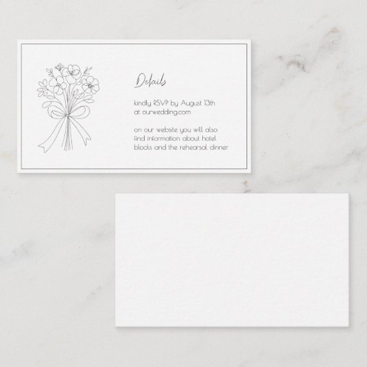 Weitsichtige Bow UAWG Wedding Website Umschließung Begleitkarte (Vorne/Hinten)