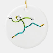 Weitsprung Stickman Keramik Ornament (Hinten)