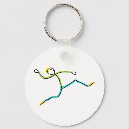 Weitsprung Stickman Schlüsselanhänger (Vorderseite)