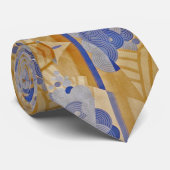 Weizen/blauer Zwanzigerjahre Kunst-Dekoentwurf Krawatte (Gerollt)