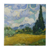 Weizen-Feld mit Zypressen durch Vincent van Gogh Fliese (Vorderseite)