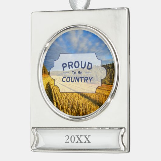 Weizen-Feld nach Ernte Banner-Ornament Silber (Links)