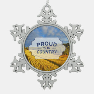 Weizen-Feld nach Ernte Schneeflocken Zinn-Ornament