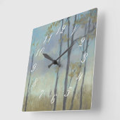 Weizen-Gras von Bäumen gesäumt I Quadratische Wanduhr (Winkel)