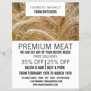 Weizen in Feld-, Bauer- und Butcherwerbung Flyer