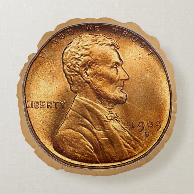 Weizen-Penny-Münze Rundes Kissen (Vorderseite)