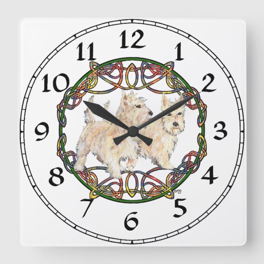Weizen Scottish Terrier Uhr (Vorderseite)