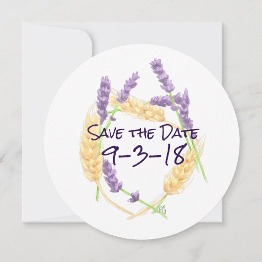 Weizen und Lavendel Save the Date (Rückseite)