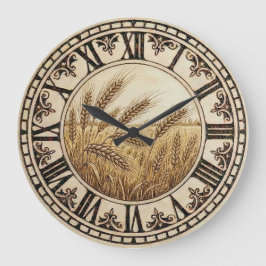 Weizen-Wanduhr | Farmhouse-Dekor  Große Wanduhr
