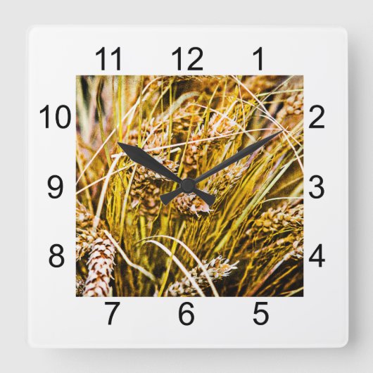 Weizenblatt - Danke Quadratische Wanduhr (Vorderseite)