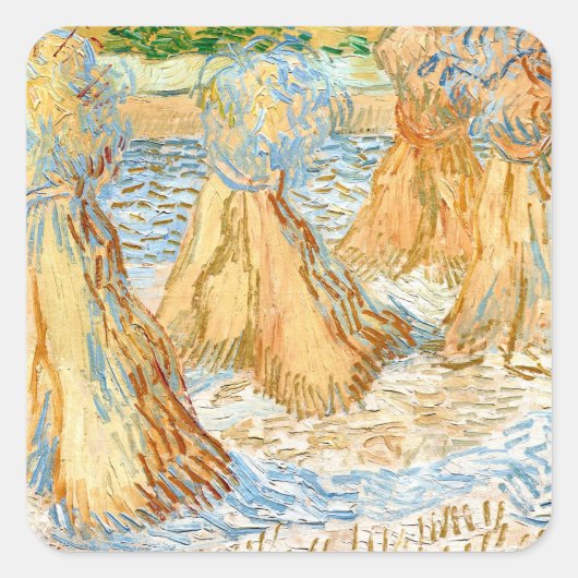 Weizenblätter (1890) Vincent Van Gogh Quadratischer Aufkleber (Vorderseite)