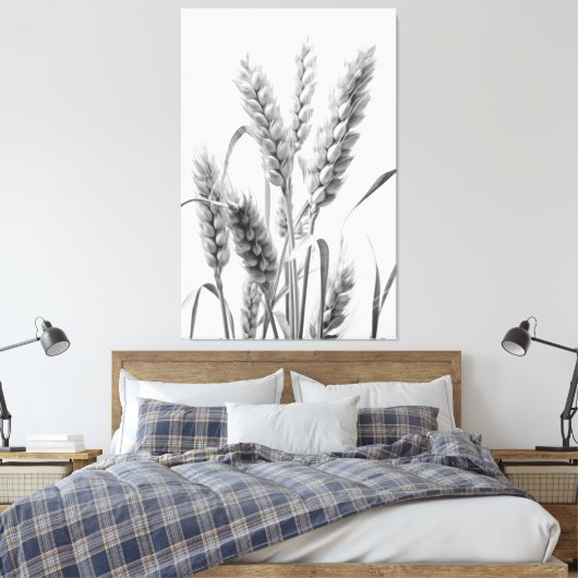 Weizenernte: B&W Rustikales Portrait Leinwanddruck (Insitu (Schlafzimmer))