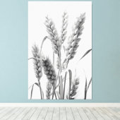 Weizenernte: B&W Rustikales Portrait Leinwanddruck (Insitu (Holzboden))