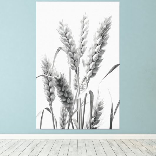 Weizenernte: B&W Rustikales Portrait Leinwanddruck (Insitu (Holzboden))