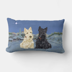 Weizenfarbene Black Scotties Weihnachten Lendenkissen